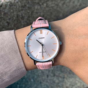 Reloj Casio Minimalista Cuero Rosado LTP-VT01L-4B