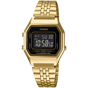 Reloj Casio Vintage Pantalla Negativa Mediano Dorado LA-680WGA-1B