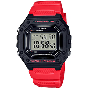 Reloj Casio Sport Hombre Resistente al Agua Rojo W-218H-4B