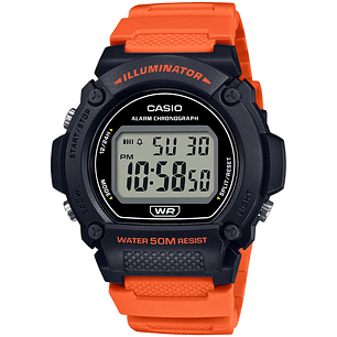 Reloj Casio Vintage Digital Negro Naranjo W-219H-4A
