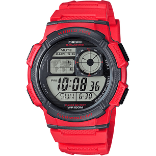 Reloj Casio World Time Vintage Hombre Rojo AE-1000W-4AV