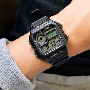 Reloj Casio Royale World Time Negro AE-1200WH-1B