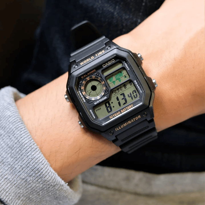 Reloj Casio Royale World Time Negro AE-1200WH-1B 2