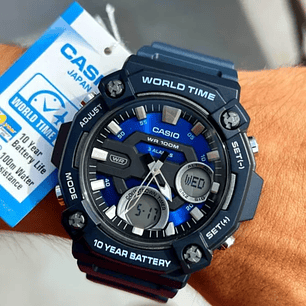  Reloj Casio World Time Análogo y Digital AEQ-120W-2AV