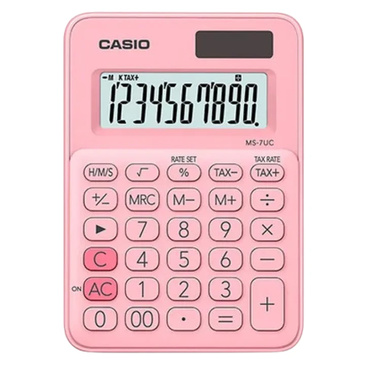 Calculadora Casio Rosado MS-7UC-PK 10 Dígitos – 12 CM 1