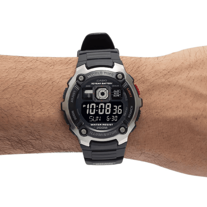Reloj Casio World Time Illuminator Pantalla Negativa AE-2000W-1BV 2
