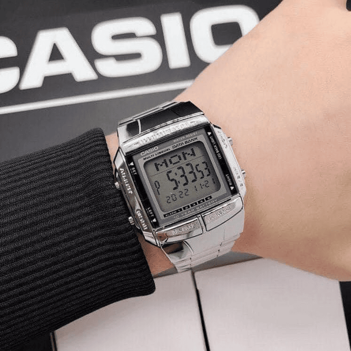 Reloj Casio Vintage Unisex Metálico Databank Plateado DB-360-1A 2
