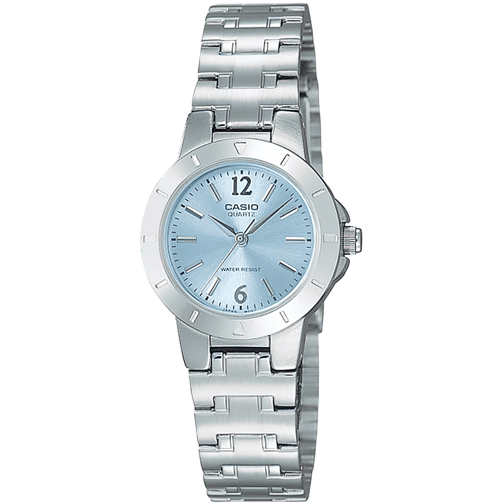 Reloj Casio Mini Mujer Plateado Celeste LTP-1177A-2A 1