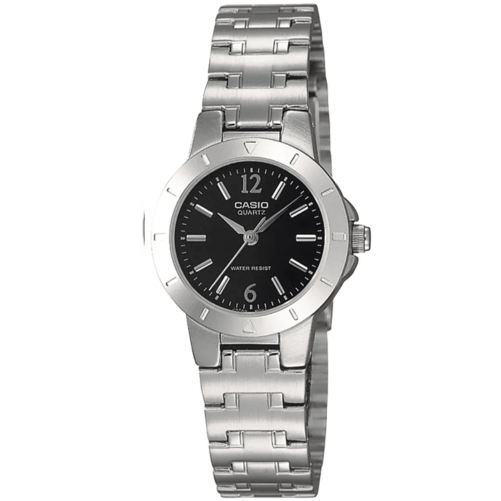 Reloj Casio Mini Mujer Plateado Negro LTP-1177A-1A 1