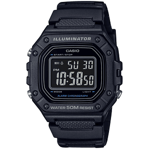 Reloj Casio Sport Hombre Negro Pantalla Negativa W-218H-1B