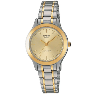Reloj Casio Mini Mujer Análogo Plateado Dorado LTP-1128G-9A 
