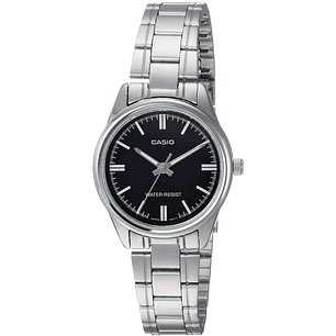 Reloj Casio Análogo Mujer Acero Plateado Negro LTP-V005D-1A