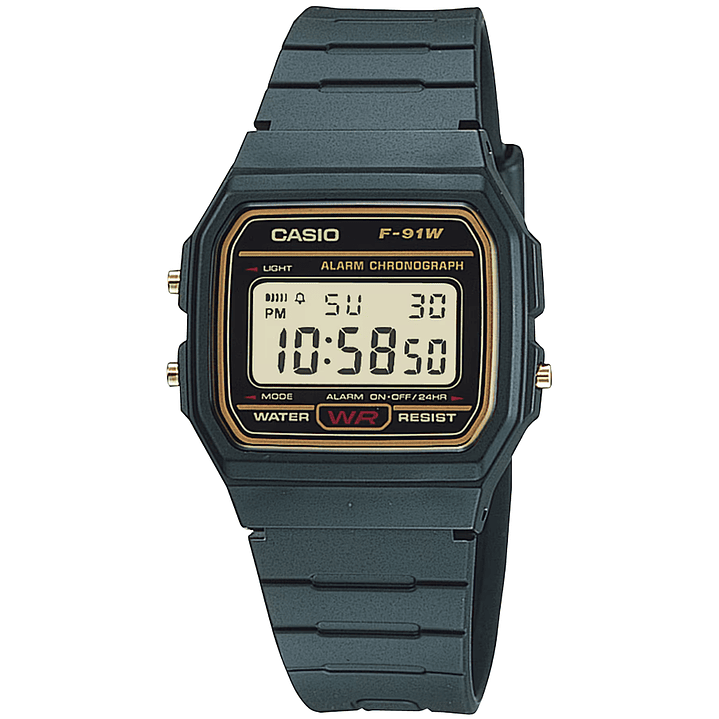 Reloj Casio Vintage Original Línea Dorado/Amarillo F-91WG-9 1