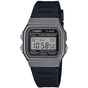 Reloj Casio Vintage Unisex Resina Negro Gris F-91WM-1B