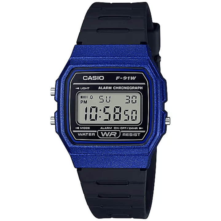 Reloj Casio Vintage Original Negro Azul F-91WM-2A 1