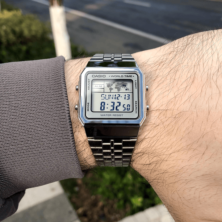  Reloj Casio Vintage World Time Plateado A500WA-7 2