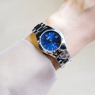 Reloj Casio Vintage Análogo Plateado Azul LTP-1170A-2A