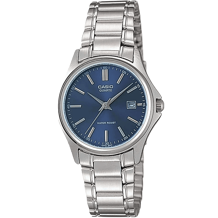 Reloj Casio Vintage Análogo Plateado Azul LTP-1183A-2A 1