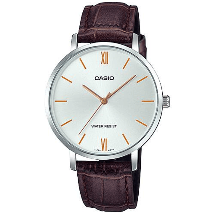 Reloj Casio Minimalista Cuero Café LTP-VT01L-7B2 1