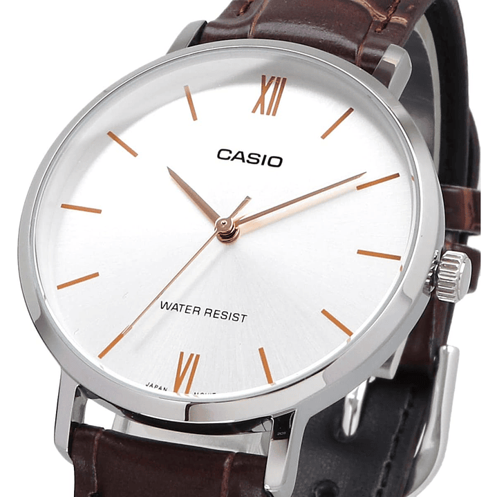 Reloj Casio Minimalista Cuero Café LTP-VT01L-7B2 4