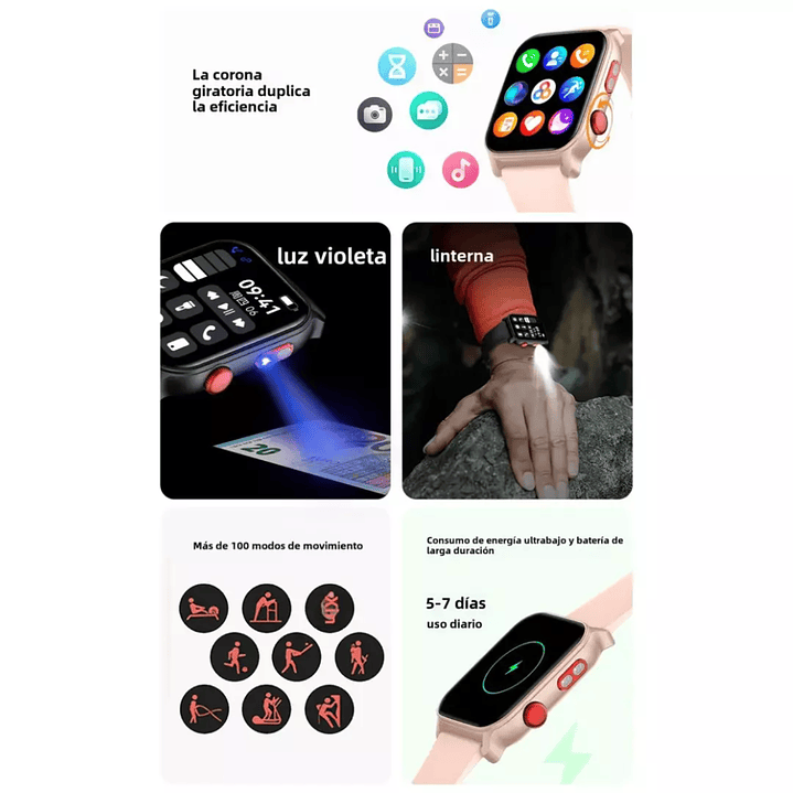 SmartWatch XBITS X-HT23-R para Android o iOS Rosado  6