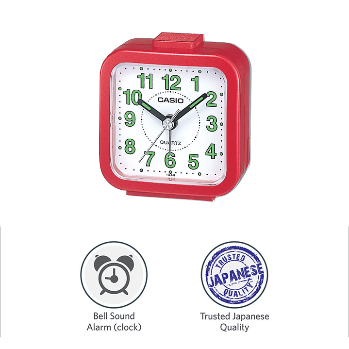 Reloj de Mesa Despertador Análogo Rojo TQ-141-4 2
