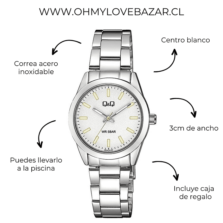 Reloj Q&Q Análogo Plateado Blanco Q82A-001PY 3