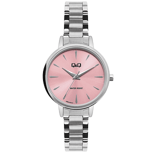 Reloj Q&Q Análogo Plateado Rosado Q56A-001PY