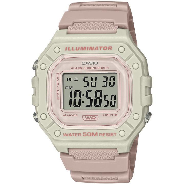 Casio Vintage Freestyle Digital Rosado Blanco W-218HC-4A2 1
