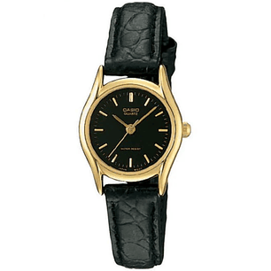Reloj Casio Mini Vintage Dorado Cuero Negro LTP-1094Q-1A