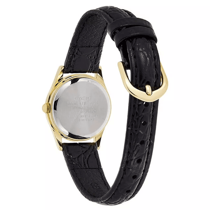 Reloj Casio Mini Vintage Dorado Cuero Negro LTP-1094Q-1A 3