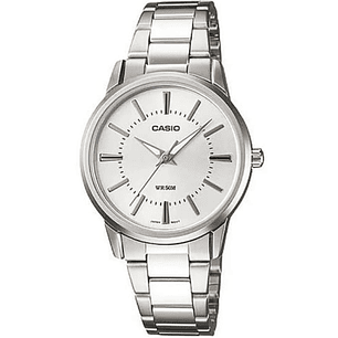 Reloj Casio Mujer Minimalista Plateado LTP-1303D-7A