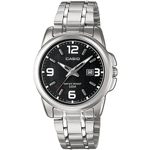 Reloj Casio Análogo Mujer Plateado Negro LTP-1314D-1A