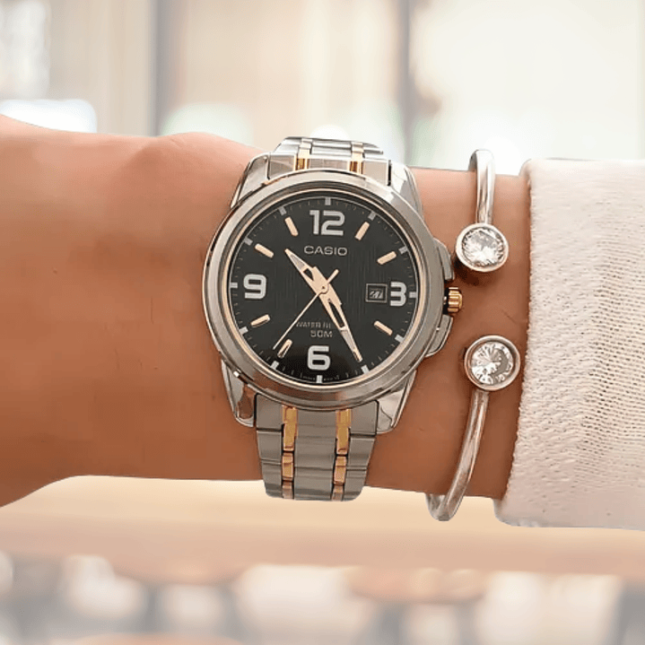 Reloj Casio Análogo Mujer Plateado Dorado LTP-1314SG-1A 1