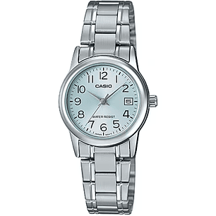 Reloj Casio Mini Mujer con Fecha Plateado LTP-V002D-2B