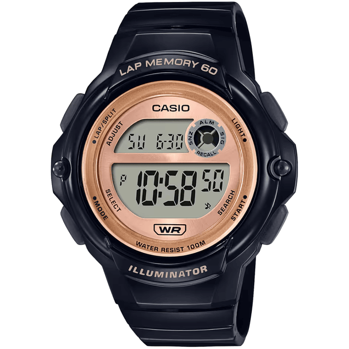 Reloj Casio Mujer Runner Negro Rosé LWS-1200H-1A 1