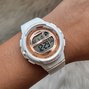 Reloj Casio Mujer Runner Blanco Rosé LWS-1200H-7A2
