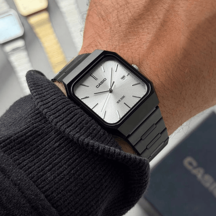 Reloj Casio Enticer Tank Japonés Acero Unisex MTP-B185B-7AV 5