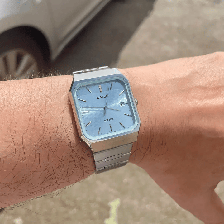 Reloj Casio Enticer Tank Japonés Acero Unisex MTP-B185D-2A2 2