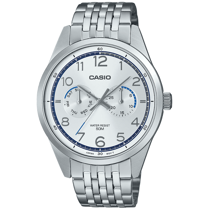 Reloj Casio Hombre Acero Análogo Calendario MTP-E340D-7AV 1