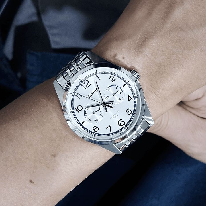 Reloj Casio Hombre Acero Análogo Calendario MTP-E340D-7AV 2