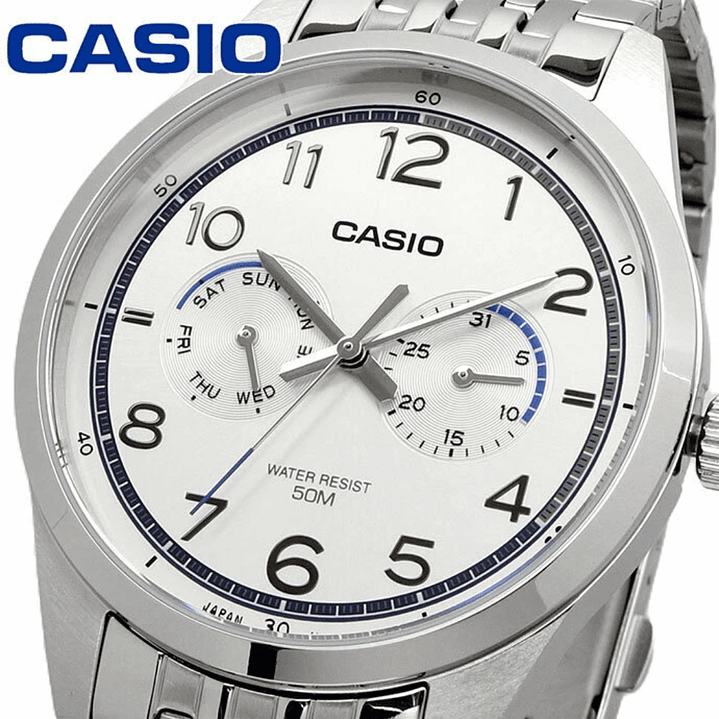 Reloj Casio Hombre Acero Análogo Calendario MTP-E340D-7AV 3