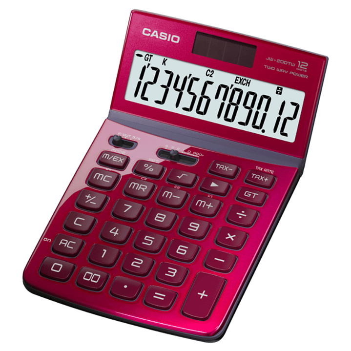 Casio Calculadora de Escritorio Tono Metalizado JW-200TW-RD 1