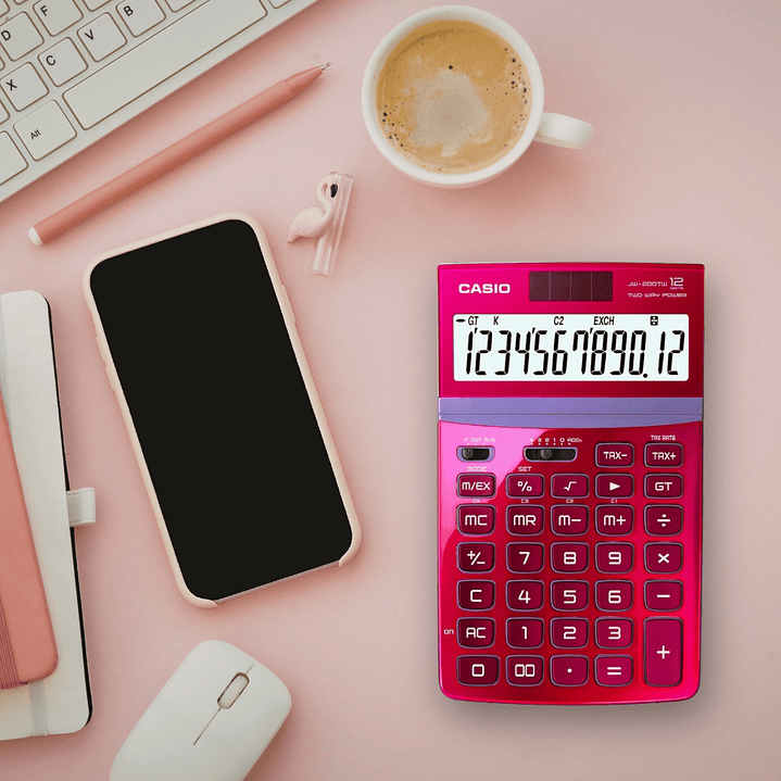 Casio Calculadora de Escritorio Tono Metalizado JW-200TW-RD 2