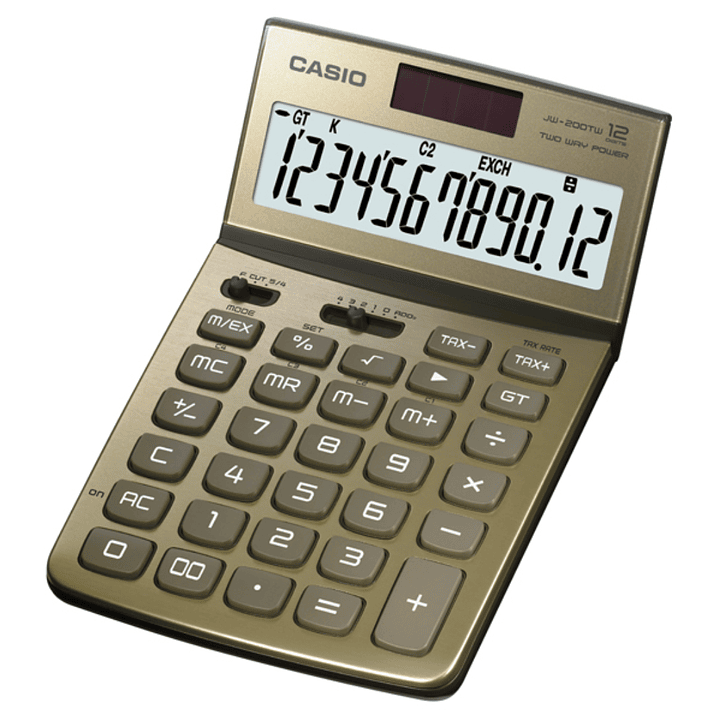Casio Calculadora de Escritorio Tono Metalizado JW-200TW-GD 1