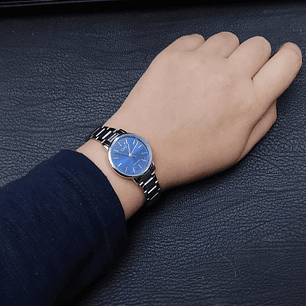 Reloj Q&Q Mujer Análogo Plateado Azul C65A-007PY