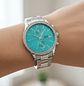 Reloj Q&Q Mujer Plateado Azul Tiffany con brillos C70A-001PY - Miniatura 2