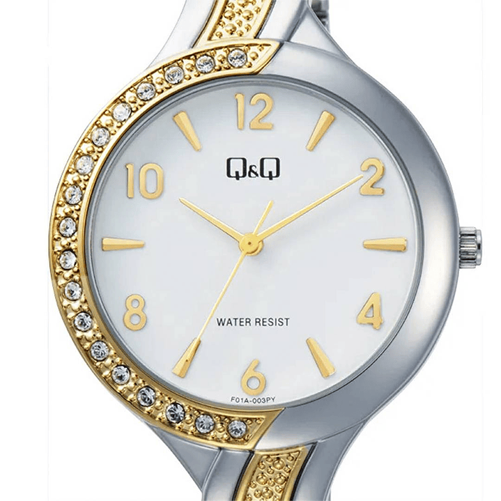 Reloj Q&Q Mini Mujer Bicolor Brillos F01A-003PY 3