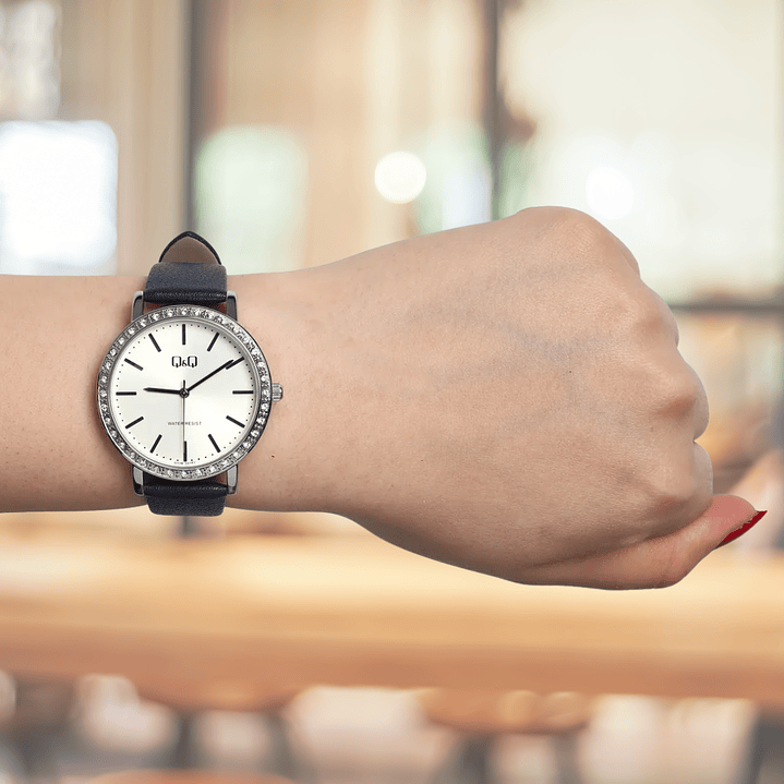 Reloj Q&Q Mujer Cuero Brillos Q33B-007PY 2