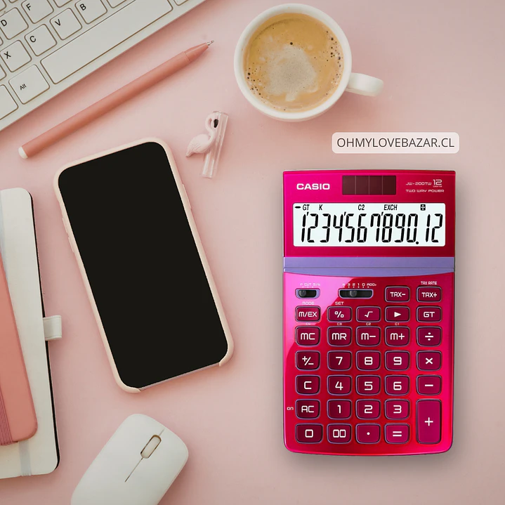 Casio Calculadora de Escritorio Tono Metalizado JW-200TW-RD 2